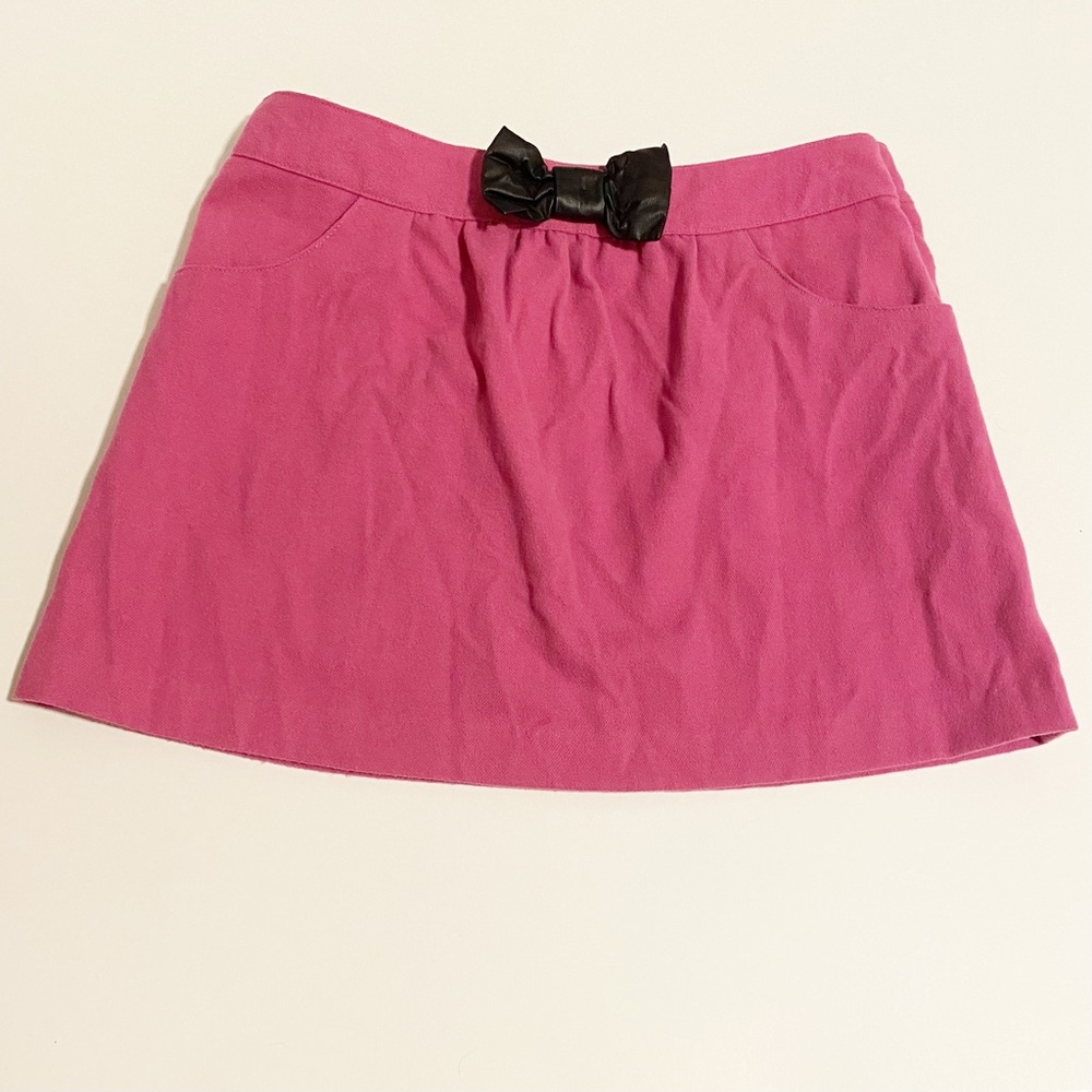 American Girl Sz 10 Grace Thomas Pink Felt Skirt with Black Pleather Bow